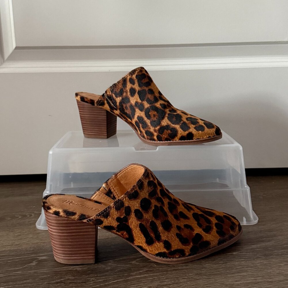Madewell "The Harper" Leopard Print Mule, Calf Hair, Size 8